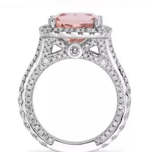 5 Carat Pink Topaz Diamond Halo Engagement Ring